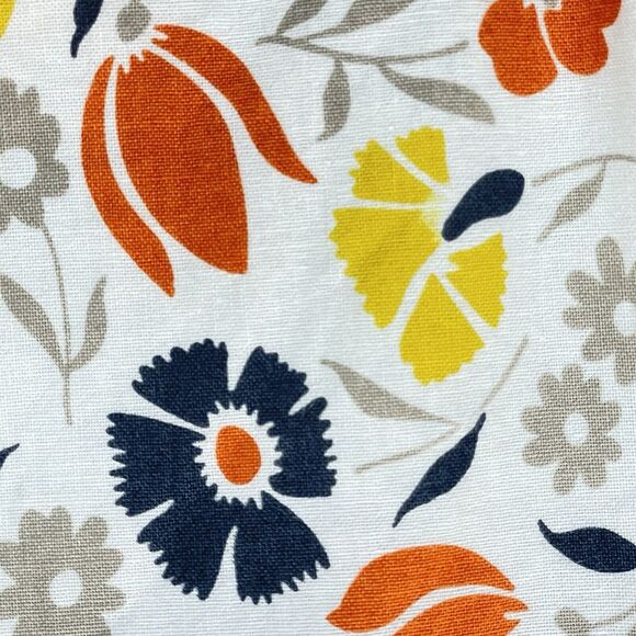 Full Apron Burnt Orange Burlap Pockets Floral Print Halter Smock Retro Inspired - Picture 10 of 15